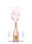 Vector realistic pink champagne explosion, glasses