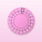 Vector Realistic Pink Packaging of Birth Control Pills in Blister Closeup Isolated. Contraceptive Pill, Hormonal Tablets