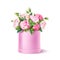 Vector realistic pink rose flower leaves bouquet