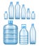 Vector realistic plastic water bottles set