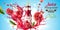 Vector realistic pomegranate juice bottle splash a