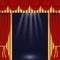 Vector realistic red curtains frame with spotlights