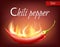 Vector realistic red pod of chili pepper in flame