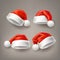 Vector realistic santa christmas holiday hat set