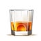 Vector realistic scotch wiskey, glass of brandy