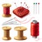 Vector realistic set of sewing supplies