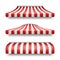 Vector realistic set of striped awnings for shops