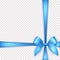Vector Realistic Silk Blue Gift Ribbon, Satin Bow for Greeting Card, Gift, Isolated. Bow Design Template, Concept for