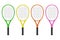 Vector realistic tennis racket set, closeup on white background. Design template in EPS10.