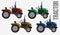 Vector realistic tractor a side view in four color mode. Modern agricultural machine isolated on gray background