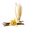 Vector realistic vanilla milkshake in glass flower