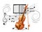 Vector realistic violin and music notation flow