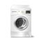 Vector realistic washing machine with smart display on white background. Electric appliance for housework, laundry.