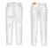 Vector realistic white jeans with rips, gaps. Unisex trousers isolated on white background. Casual pants 3d illustration