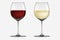 Vector realistic wineglass icon set - with white and red wine, on transparent background. Design template in