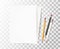 Vector realistic wood pencils paper rubber eraser