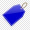 Vector rectangle blue Blank Tag with soft shadow at fake transparent background