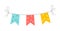 Vector rectangle flags for holidays decoration. Cute funny hanging carnival pennants illustration for card, invitation, banner