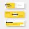 Vector rectangular horizontal web banner with yellow and white abstract pattern, squares and arrows
