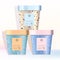 Vector Recyclable Ice Cream Paper Cup Jar Mug for Food Snack Cosmetics Skincare Healthcare Marble Patte