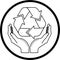 Vector recycle symbol in hands icon