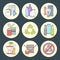 Vector recycle waste segregation icons