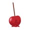 Vector red apples in caramel or toffee. Sweets for street food cafe. Cartoon style.