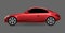 Vector red automobile coupe profile side view. Luxury modern sedan transport auto car. Side view car design illustration