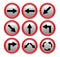 Vector red black traffic sign isolated on gray background