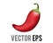 Vector red curled Mexican chili pepper icon with green stem