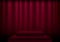 Vector red curtain stage scene with spotlights and reflect floor podium