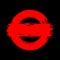 Vector red grunge vintage brush stroke sign on black background