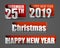 Vector red Happy New Year 2019 & 25 December Christmas sticker