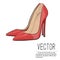 Vector red heels fashion illustration. Glamour female high heel illustration. Leather woman shoes on white backgroun
