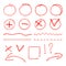 Vector red highlight elements. Circles, arrows