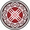 Vector red Kazakh national round ornament shanyrak. Ethnic circle, nomadic peoples of the great steppe