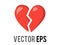 Vector red love heart broken in two icon, breaking heart, brokenhearted