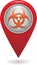 Vector red map marker  with symbol biohazard