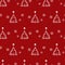 Vector red monochrome small elegant sparkling christmas tree with star and snowflakes seamless background. Suitable for