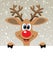 vector red nosed reindeer holding blank paper