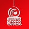 Vector red paper winter sale, sticker - Christmas offer with christmas ball