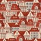 Vector red roofs seamless pattern. Modern town houses panorama