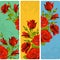 Vector red Rose frames. Set of floral vertical banners