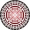 Vector red round kazakh ornament shanyrak. circle on the roof of the yurt. Patterns of the peoples of the great steppe.