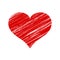 Vector Red Scratched Heart Icon Over White