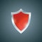 Vector red shield. Defense icon. Protection concept.