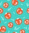 Vector red tomatoes seamless pattern.Grunge hipster food background. Vegetable retro texture for design.