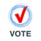 Vector red vote label. poll icon.