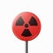 Vector Red Warning, Danger Nuclear Sign, Black Sign, Icon Isolated. Radioactive Warning Symbol. Circle, Round Dangerous