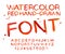 Vector red watercolor font, handwritten letters. ABC